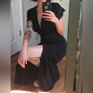 Reformation Black Maxi Dress with Lace